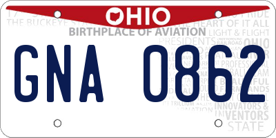 OH license plate GNA0862