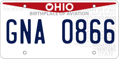 OH license plate GNA0866