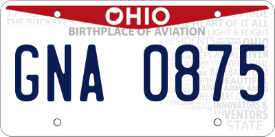 OH license plate GNA0875