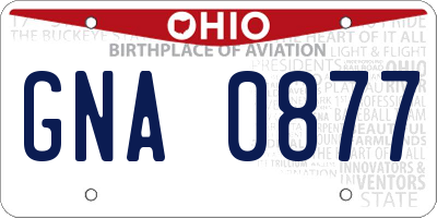 OH license plate GNA0877