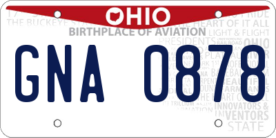 OH license plate GNA0878