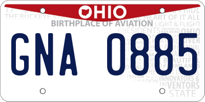 OH license plate GNA0885