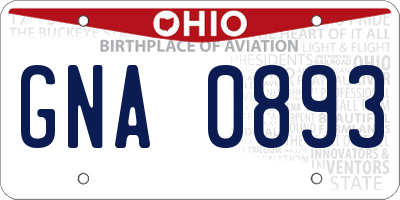 OH license plate GNA0893