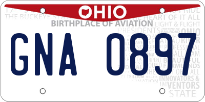 OH license plate GNA0897