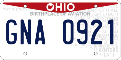 OH license plate GNA0921