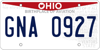 OH license plate GNA0927
