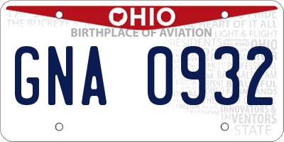 OH license plate GNA0932
