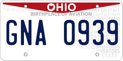 OH license plate GNA0939