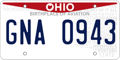 OH license plate GNA0943