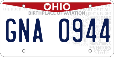 OH license plate GNA0944