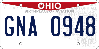 OH license plate GNA0948