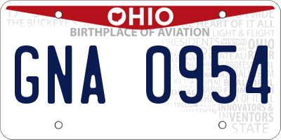 OH license plate GNA0954