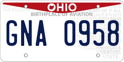 OH license plate GNA0958