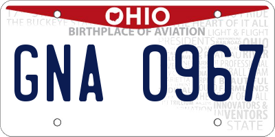 OH license plate GNA0967