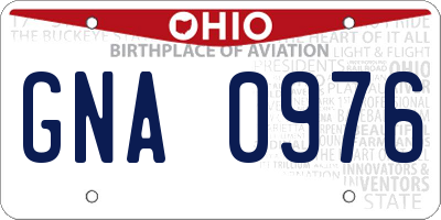 OH license plate GNA0976