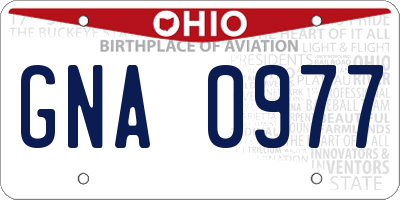 OH license plate GNA0977