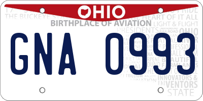 OH license plate GNA0993