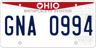 OH license plate GNA0994