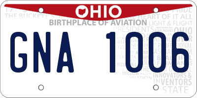 OH license plate GNA1006