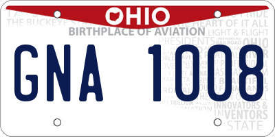 OH license plate GNA1008