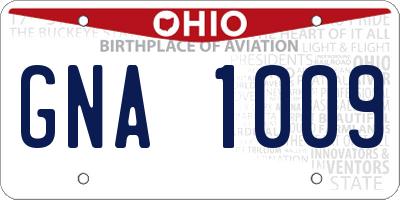 OH license plate GNA1009