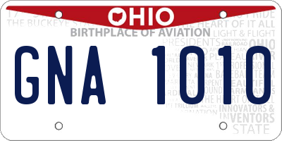 OH license plate GNA1010