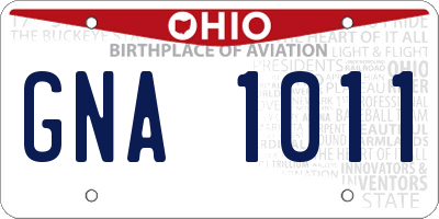 OH license plate GNA1011