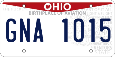 OH license plate GNA1015