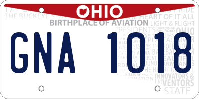 OH license plate GNA1018