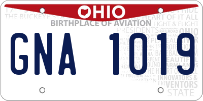 OH license plate GNA1019