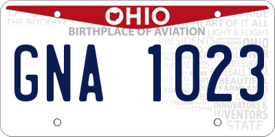 OH license plate GNA1023