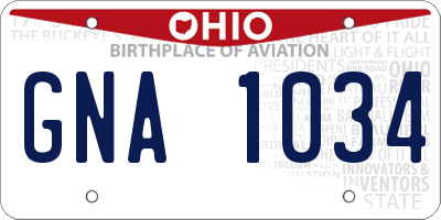OH license plate GNA1034