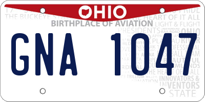 OH license plate GNA1047