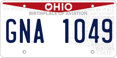 OH license plate GNA1049