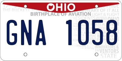 OH license plate GNA1058