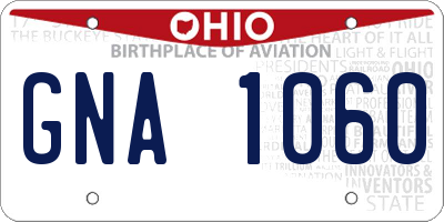 OH license plate GNA1060