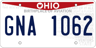 OH license plate GNA1062