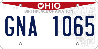 OH license plate GNA1065