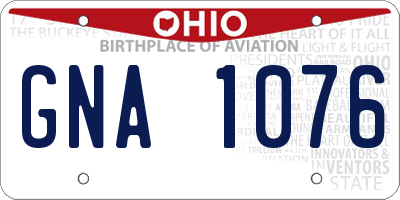 OH license plate GNA1076
