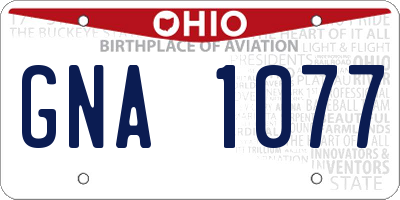 OH license plate GNA1077