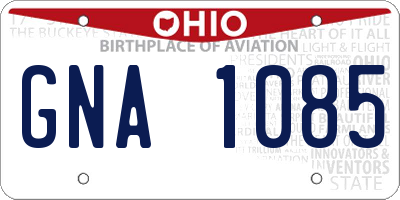 OH license plate GNA1085