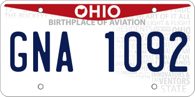 OH license plate GNA1092
