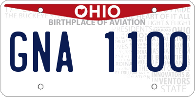 OH license plate GNA1100
