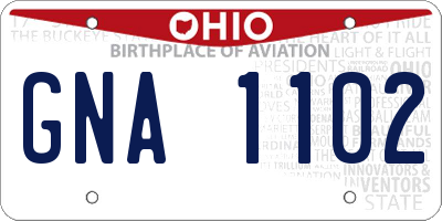 OH license plate GNA1102