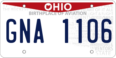 OH license plate GNA1106