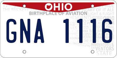 OH license plate GNA1116