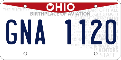 OH license plate GNA1120