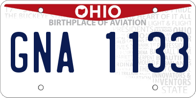 OH license plate GNA1133