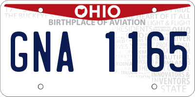 OH license plate GNA1165