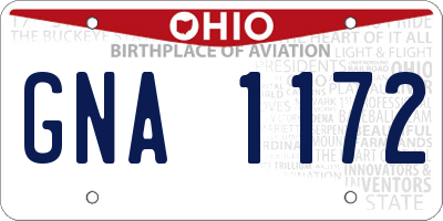 OH license plate GNA1172